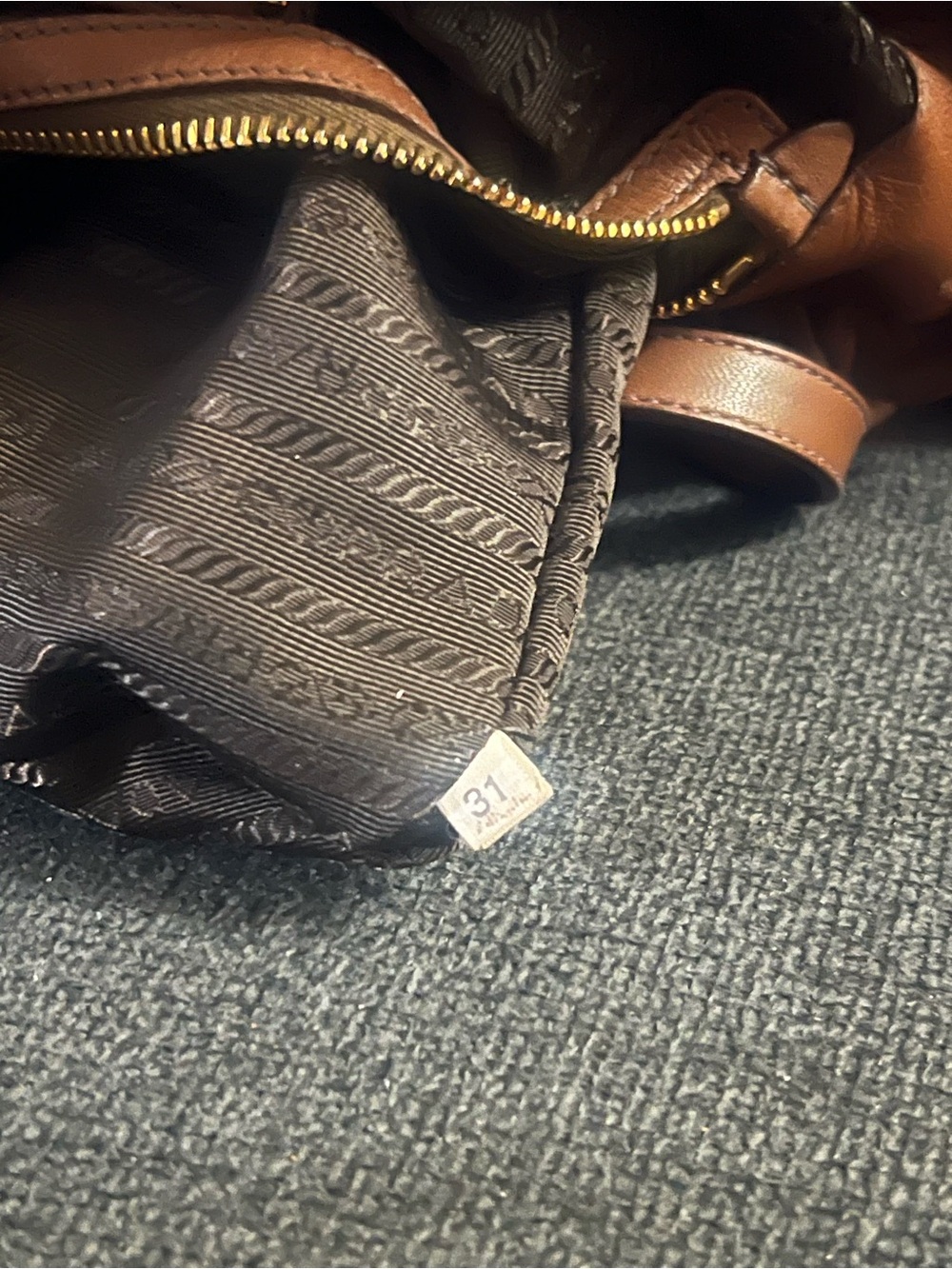 Prada Brown Leather Shoulder Bag with Gold Logo - Picture 13 of 13